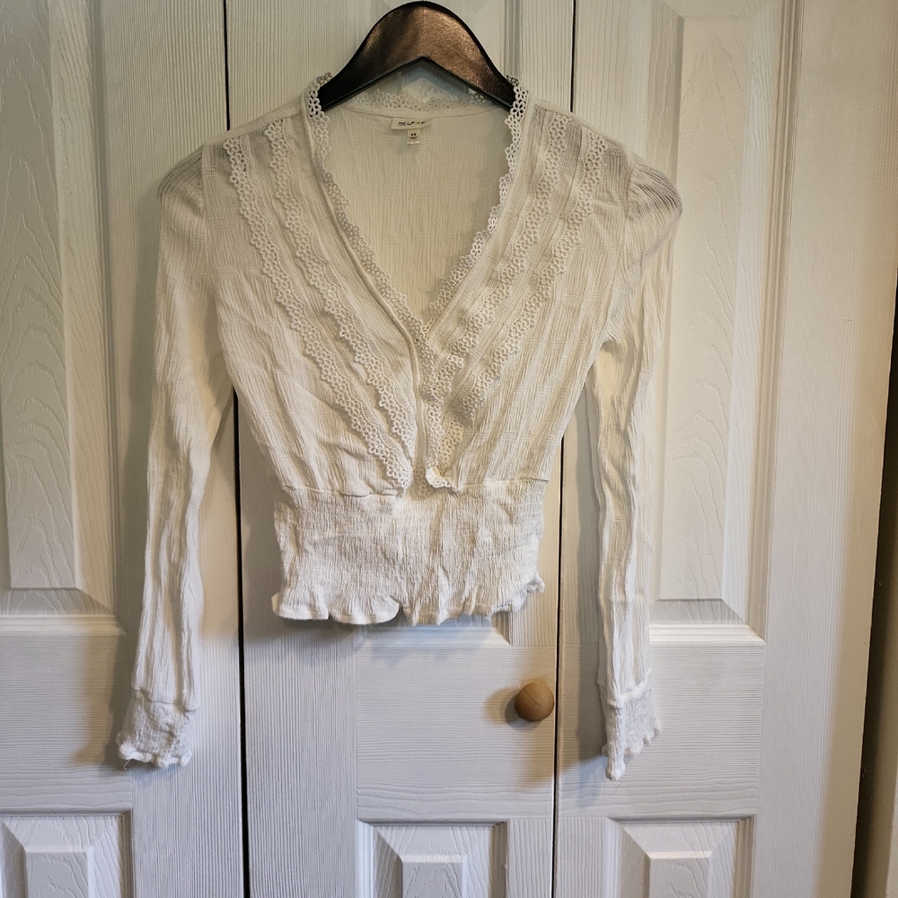 Lace Trimmed Wrap Top